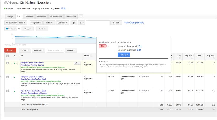 Google Ads Grant: AdWords Draft Illustration